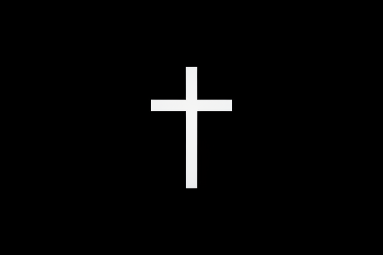 BLACK BACKGROUND WITH A WHITE CROSS